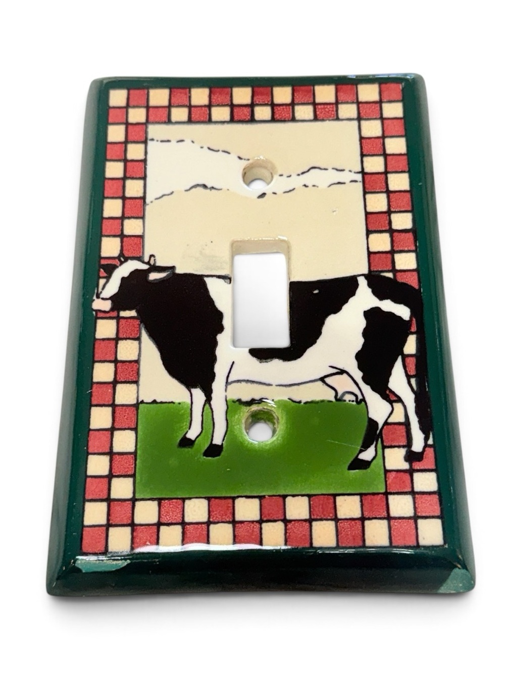 Vintage All Fired Up! Handpainted Cow Switch Plate Cover